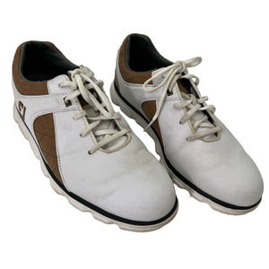 FootJoy PRO SL Golf Shoes Cleats (Mens Size 8.5M) White Brown 53219